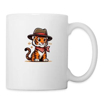Tigerjunge mit Hut - Tasse - Weiß - Rechts