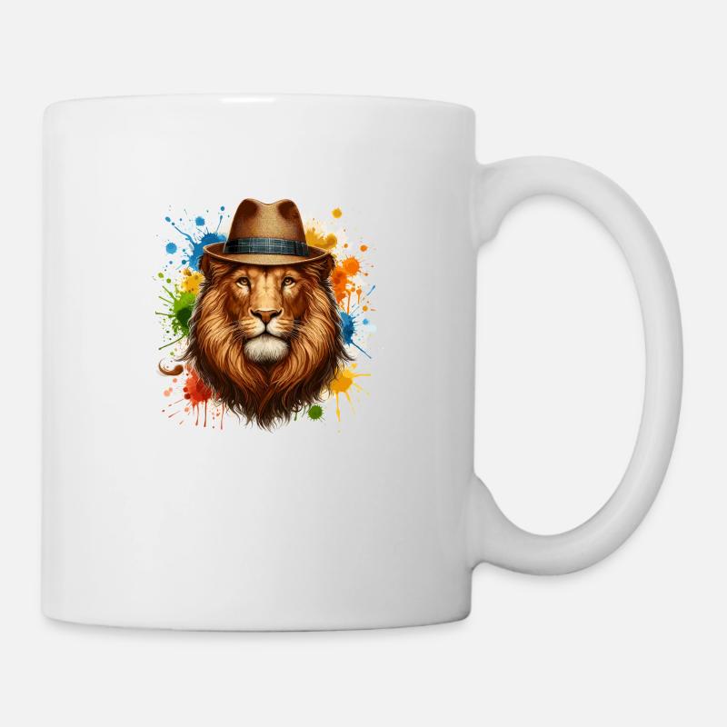Lion avec chapeau - Mug blanc - blanc