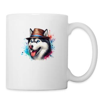 Husky head with hat - Mug - white - Right