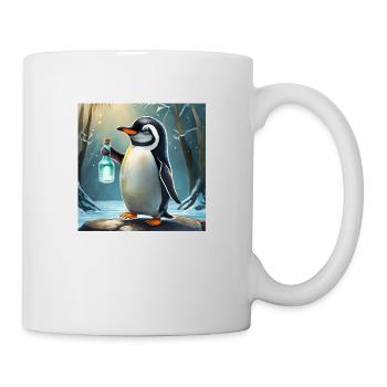 Pinguin mit einer Gin-Tonic-Flasche in der Hand - Tasse - Weiß - Rechts
