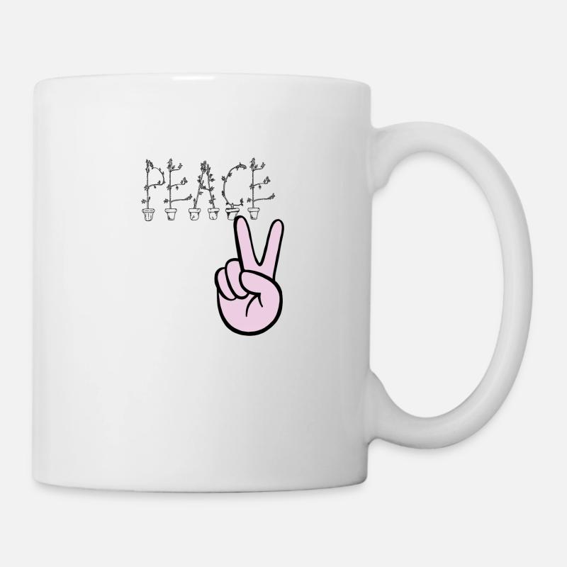PEACE hand - Tasse - Weiß
