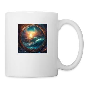 Meer,Wasser,Sonnenuntergang,Kreis,Gold - Tasse - Weiß - Rechts