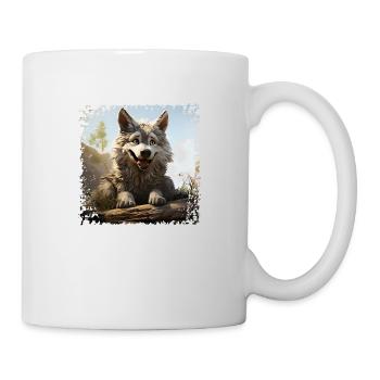 Lustiger Wolf - Tasse - Weiß - Rechts