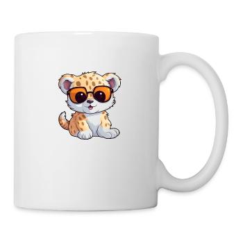 Little cute cheetah wearing sunglasses. - Mug - white - Right