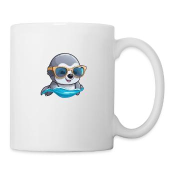 Little cute dolphin wearing sunglasses. - Mug - white - Right