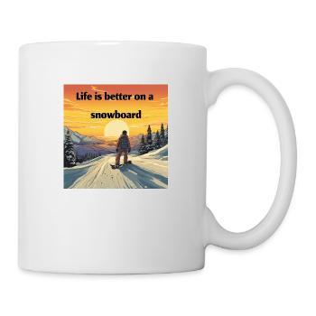 Snowboard Loving Retro Sunset Style - Mug blanc - blanc - Droite