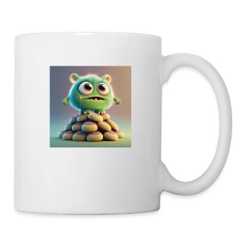 niedliches monster beängstigend lustig gruselig sitzt auf einem haufen - Tasse - Weiß - Rechts