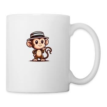 Singe mignon avec chapeau - Mug blanc - blanc - Droite