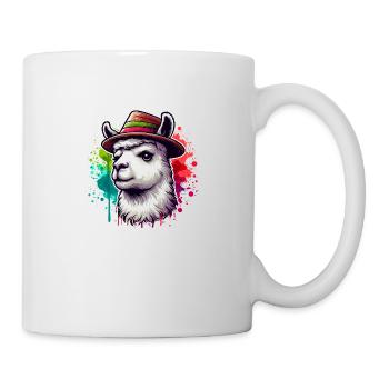 "Lama mit Hut - Tasse - Weiß - Rechts