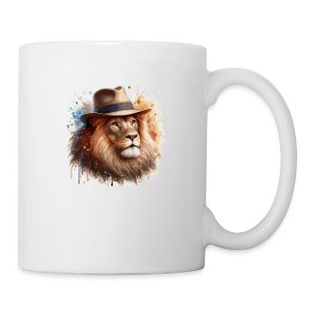 Lion with Hat: Majestic Elegance - Mug - white - Right