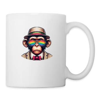 Monkey with rainbow hat - Mug - white - Right