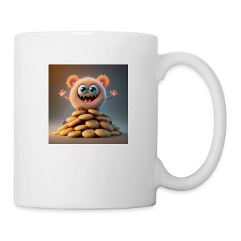niedliches monster beängstigend lustig gruselig sitzt auf einem haufen - Tasse - Weiß - Rechts