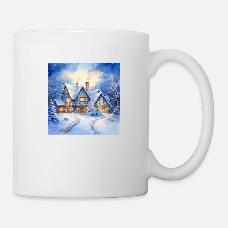 Verschneites Haus - Tasse - Weiß