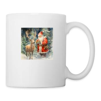 Der Weihnachtsmann und eins seiner Rentiere - Tasse - Weiß - Rechts
