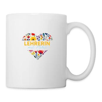 Lehrerin mit Herz - personalisierbar floral - Tasse - Weiß - Rechts