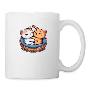 2 Katzen im Katzenkorb - Never Sleep Alone - Tasse - Weiß - Rechts
