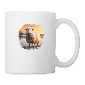 Moutons dans le paysage d’hiver - Mug blanc - blanc - Droite