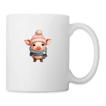 Freundliches Winterschwein - Tasse - Weiß - Rechts