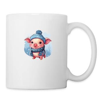 Fröhliches Schneeschweinchen - Tasse - Weiß - Rechts