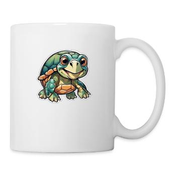Jeune tortue joyeuse - Mug blanc - blanc - Droite