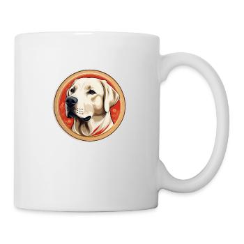 Labrador Kopf - Farbige Rund Illustration - Tasse - Weiß - Rechts