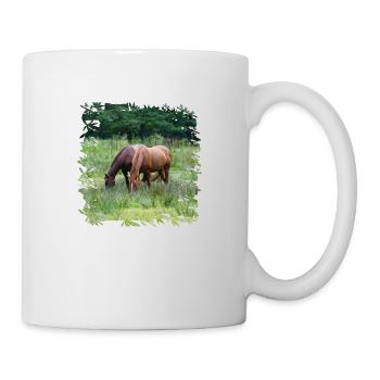 Zwei Pferde auf der Weide - Tasse - Weiß - Rechts