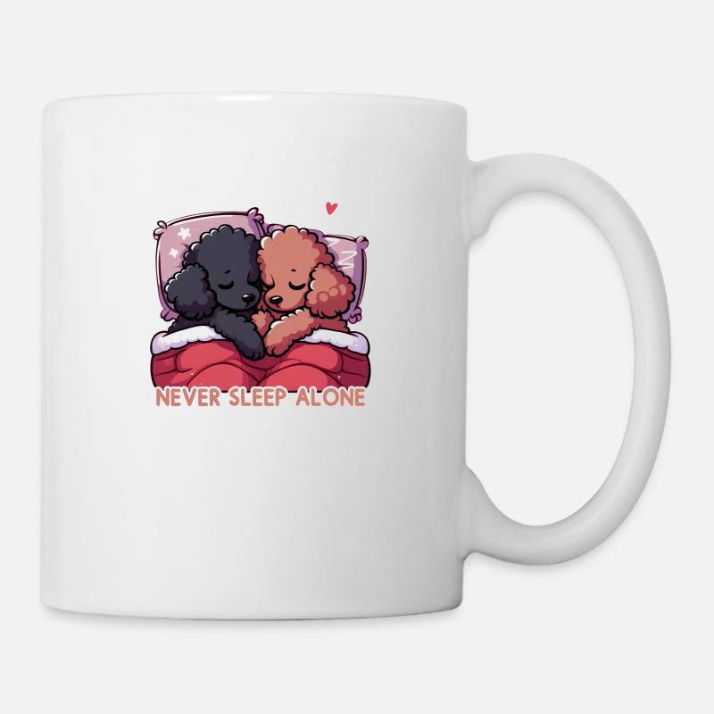 Caniches endormis - Ne dormez jamais seul - Mug blanc - blanc