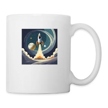 Bring mich zum Mond Vintage Space Rocket Start - Tasse - Weiß - Rechts