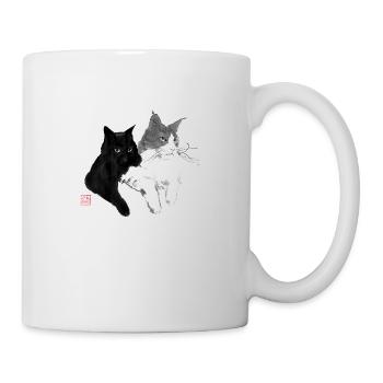2 Katzen - Tasse - Weiß - Rechts