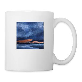 Abstrakter dunkelblauer Nachthimmel und das Meer - Tasse - Weiß - Rechts