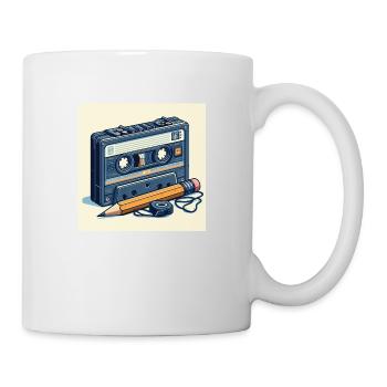 Bleistift und Kassette - Tasse - Weiß - Rechts