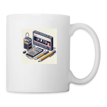 Kassettenrekorder und Stift - Tasse - Weiß - Rechts