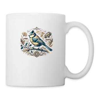 Blaumeise Retroblumen - Tasse - Weiß - Rechts