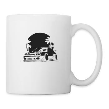 Schöne Autosonne im Hintergrund - Tasse - Weiß - Rechts