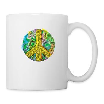 Peace - Friedenszeichen Aquarel Abstrakt - Tasse - Weiß - Rechts