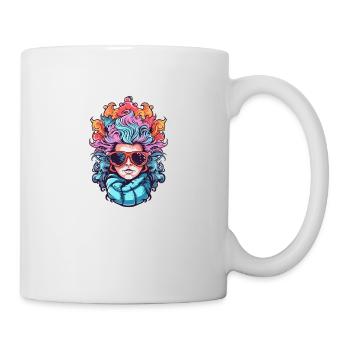 Frau wilde Haare - Tasse - Weiß - Rechts
