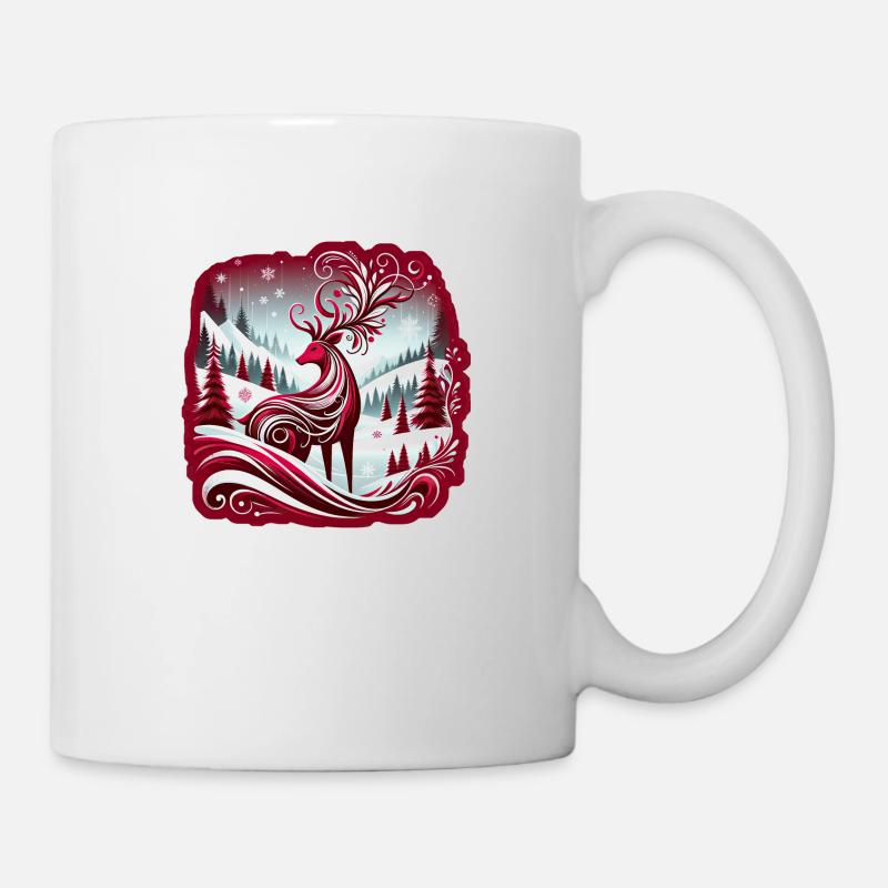 Winterzauber: Elegantes Rentier-Design - Tasse - Weiß