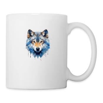 Geometrischer Wolf - Tasse - Weiß - Rechts