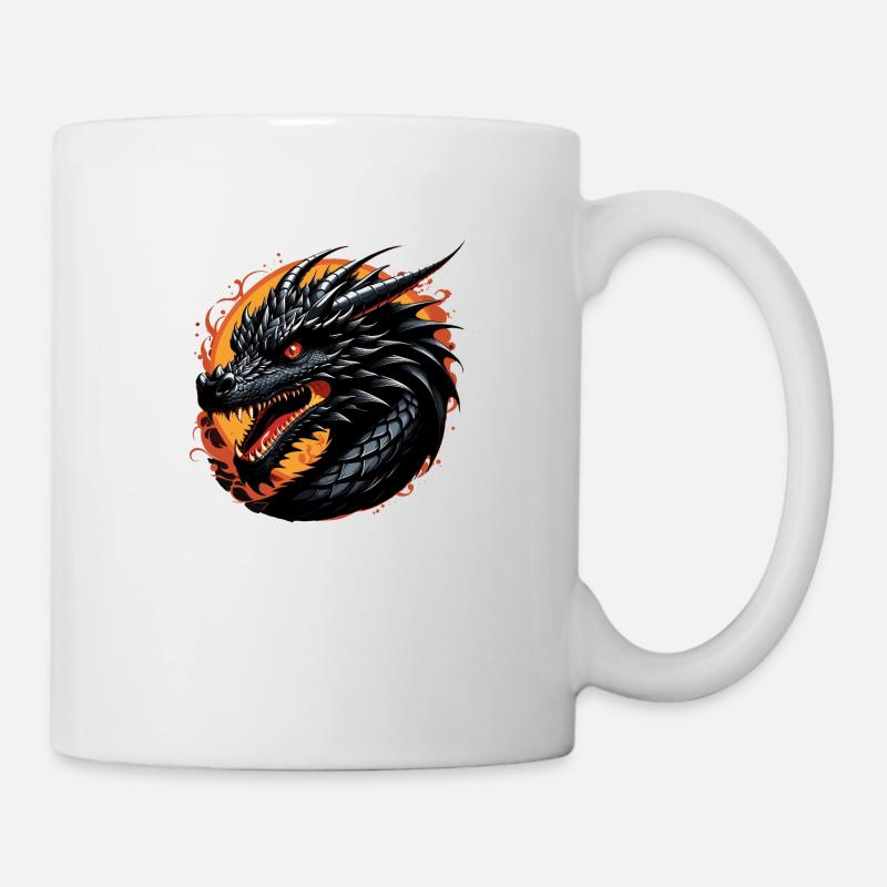 Schwarzer Drache - Tasse - Weiß