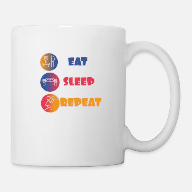 Eat sleep repeat paintball with icons - Mug - white