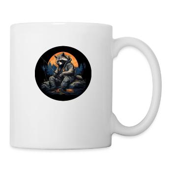 Raton laveur à l’aventure à la pêche - Mug blanc - blanc - Droite