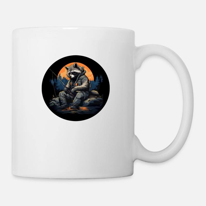 Waschbär auf ein Angel Abenteuer - Tasse - Weiß