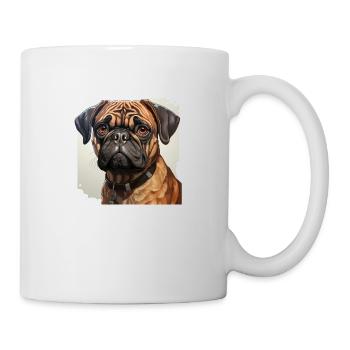 Mops Porträt - Tasse - Weiß - Rechts