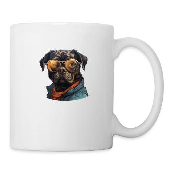 Carlin avec lunettes de soleil - Mug blanc - blanc - Droite