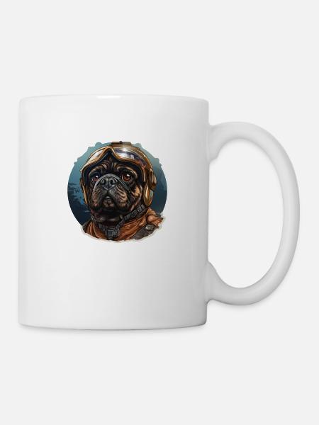Mops Pilot - Tasse - Weiß