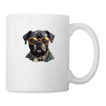 Carlin avec lunettes de soleil - Mug blanc - blanc - Droite