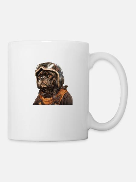 Mops Pilot - Tasse - Weiß