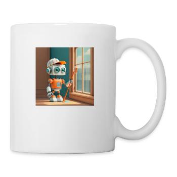 cute little orange futuristic vintage robot - Mug - white - Right