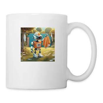 cute little orange futuristic vintage robot – is h - Mug - white - Right