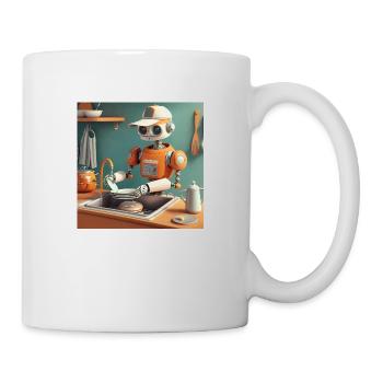 mignon petit robot vintage futuriste orange - Mug blanc - blanc - Droite